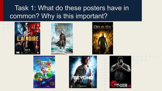 Task 1: What do these posters have in
common? Why is this important?
 