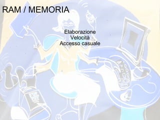 RAM / MEMORIA Elaborazione Velocità Accesso casuale 