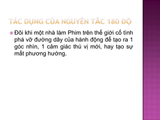  Đôi

khi một nhà làm Phim trên thế giới cố tình
phá vỡ đường dây của hành động để tạo ra 1
góc nhìn, 1 cảm giác thú vị mới, hay tạo sự
mất phương hướng.

 