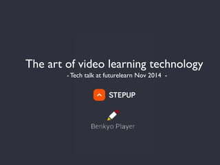 The art of video learning technology 
- Tech talk at futurelearn Nov 2014 - 
 