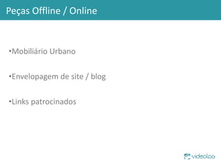 Peças Offline / Online Mobiliário Urbano Envelopagem de site / blog Links patrocinados 