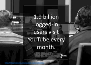 https://blog.hootsuite.com/youtube-stats-marketers/
1.9 billion
logged-in
users visit
YouTube every
month.
 
