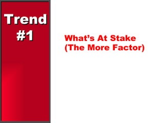 Trend #1 What’s At Stake (The More Factor) 