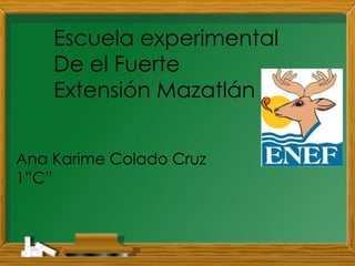 Escuela experimental
De el Fuerte
Extensión Mazatlán
Ana Karime Colado Cruz
1”C”
 
