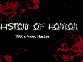1980’s Video Nasties 
http://www.urbanfonts.com/fonts/Crazy_Killer 
.htm 
 