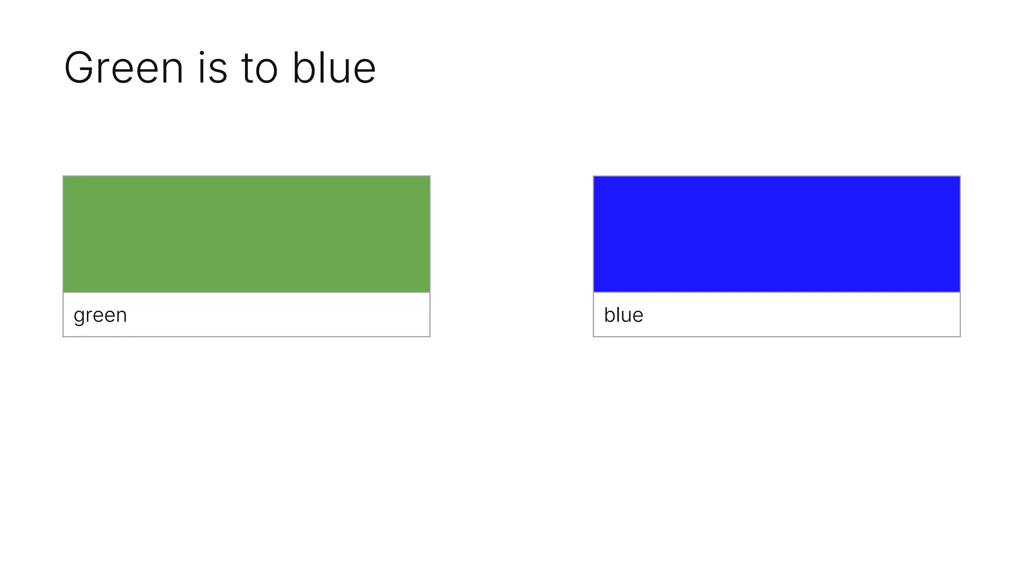 Green is to blue
green blue
 