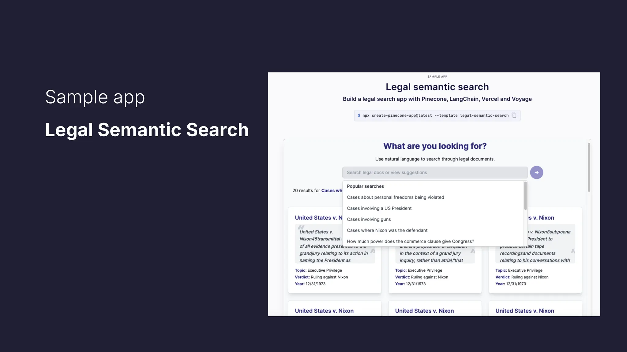 Sample app
Legal Semantic Search
 