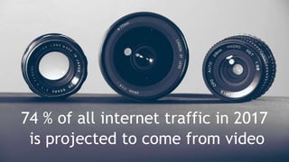 74 % of all internet traffic in 2017
is projected to come from video
 