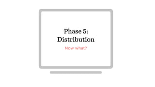 Phase 5:
Distribution
Now what?