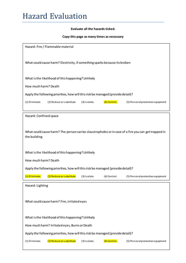 production risk assessment | DOCX | First Aid | Injuries