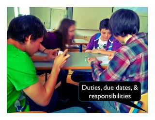 Duties, due dates, &
responsibilities
 