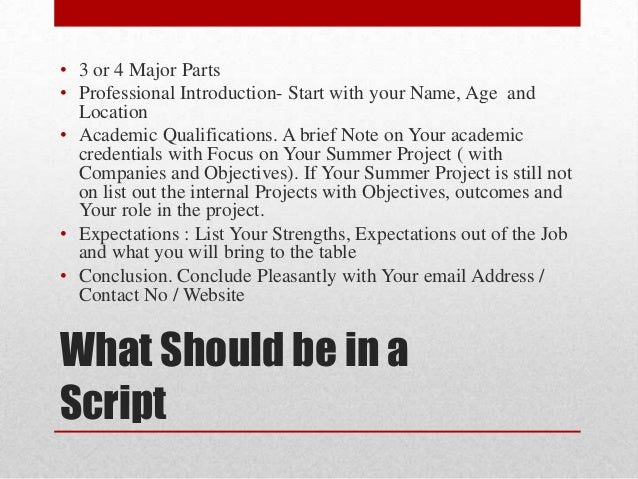 video resume video resume script