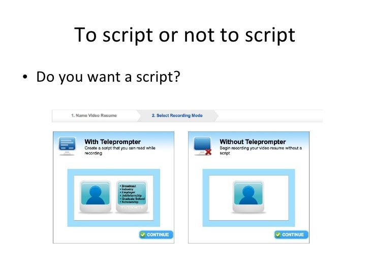 video resume script