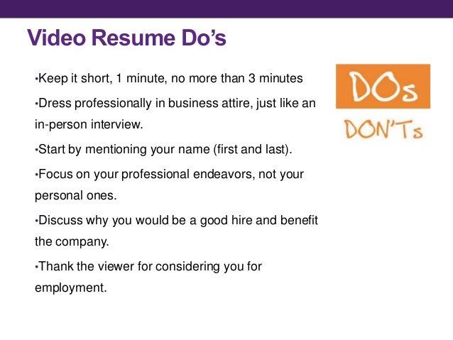 video resume script