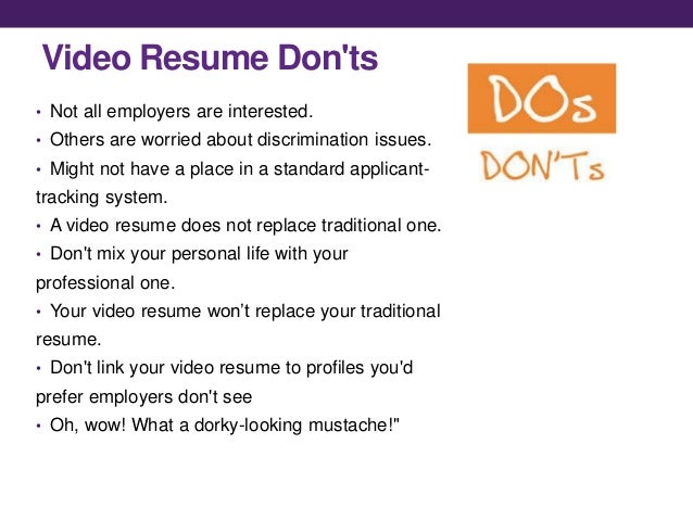 Video resume example