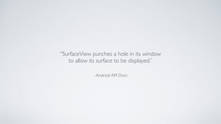 CAndroid API Docs
SurfaceView punches a hole in its window	

to allow its surface to be displayed.
 