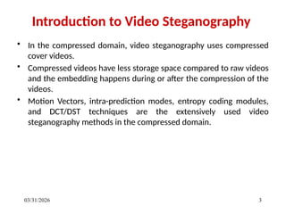 Comprehensive Overview of Video Steganography Techniques and Detection ...