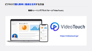 動画トレーニングプラットフォーム「VideoTouch」
ビジネスで最も簡単に動画を活用する方法
https://videotouch.jp/
14
 