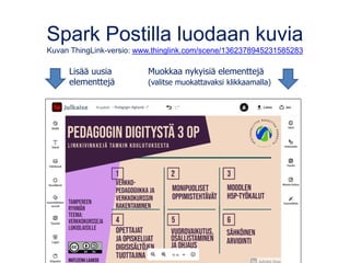Spark Postilla luodaan kuvia
Kuvan ThingLink-versio: www.thinglink.com/scene/1362378945231585283
Lisää uusia Muokkaa nykyisiä elementtejä
elementtejä (valitse muokattavaksi klikkaamalla)
 