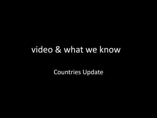 video & what we know
Countries Update
 