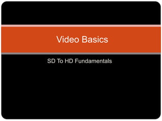 SD To HD Fundamentals  Video Basics 