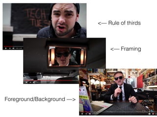 <— Framing
<— Rule of thirds
Foreground/Background —>
 