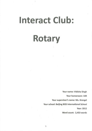 Interact Club: Rotary Written Report