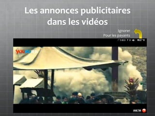 Les annonces publicitaires
     dans les vidéos
                            Ignorer
                   Pour les payants
 