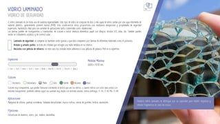 VIDRIO DE SEGURIDAD
VIDRIO LAMINADO
El vidrio laminado es sin duda una de nuestras especialidades. Este tipo de vidrio se compone de dos o más capas de vidrio unidas por una capa intermedia de
material plástico, generalmente polivinil butiral (PVB). Esta construcción única proporciona una resistencia excepcional y propiedades de seguridad
superiores, haciéndolo ideal para una variedad de aplicaciones tanto comerciales como residenciales.
Las láminas pueden ser transparentes o translúcidas, de colores e incluir diversos elementos: papel con dibujos, diodos LED, telas, etc. También pueden
recibir un tratamiento acústico y de control solar.
Nuestro vidrio laminado se distingue por su capacidad para resistir impactos y
retener fragmentos en caso de rotura.
16
| 2+2 | 3+3 | 4+4 | 5+5 | 6+6 | 8+8 | 10+10 | 12+12 | 15+15 | (mm.)
Espesores
Colores
Incoloro Extraclaro Mate Gris Verde Bronce Azul
Medidas Máximas
6000 x 3210 mm.
Aplicaciones
Mamparas de oficina, puertas correderas, fachadas estructurales, muros cortina, cierres de porches, techos, ascensores.
Colores muy transparentes, que pueden fabricarse coloreando el butiral que une los vidrios, o usando vidrios con color base unidos con
butirales transparentes, pudiendo además lograr una variedad muy amplia con butirales vanceva, vidrios antifuego, EI-30, EI 60 Min, EI-90.
Fijaciones
Estructuras de aluminio, acero, pvc, madera, barandillas.
Laminado de seguridad: al romperse se mantiene unido gracias a que está compuesto por láminas de diferentes materiales como el polivinilo.
Armado y armado pulido: se trata de cristales que incluyen una malla metálica en su interior.
Recocido con película de refuerzo: en este caso los cristales están adheridos a una película de plástico PVB en la superficie.
 