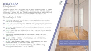 9
Aportan profundidad y luminosidad a los espacios, creando una
agradable sensación de amplitud en locales y viviendas.
El Reflejo Perfecto
ESPEJOS A MEDIDA
Los espejos son cristales que por una de sus caras cuentan con una capa metalizada que refleja la luz y la imagen. Son un elemento
decorativo muy utilizado, ya que aportan amplitud y luminosidad a los espacios, creando un efecto estético perfecto, ya que
combinando varios de ellos puedes “vestir” paredes o estancias vacías. Son muy utilizados tanto en locales comerciales como en
residencias privadas, desde una entrada (colocados sobre una consola o recibidor), un salón, un baño o un pasillo.
Decorativos, son los que tienen una mera función estética y sirven como objeto decorativo de salones, dormitorios…
Pueden tener casi cualquier forma y acabado.
A medida, que se adaptan en dimensiones y acabados a todo tipo de espacios, ya sean grandes paredes, pequeños marcos o
traseras de vitrinas.
De pared, pueden ir sujetos a la pared de diversas formas, por abotonadura, grapas, o directamente con una cola especial
para espejos sobre pared.
Envejecidos, tienen un acabado como si hubiesen pasado los años por él, un aspecto vintage que va con la decoración de
todo tipo de estancias.
Tipos de Espejos de Cristal
De seguridad, tienen una película de polipropileno en el dorso que evita que se desprenda en caso de rotura,
aportando seguridad.
Con marco, son múltiples las posibilidades en cuanto a marcos de espejos, pueden ser de madera, metálicos,
lacados…, de todos los colores y grosores.
Para baños, ya que es una de las zonas donde más comúnmente se colocan espejos, y en los últimos tiempos
han avanzado tecnológicamente, con extras como luz, tratamiento antivaho…
Retroiluminados, cuentan con una serie de luces en la parte trasera que pueden ser de distintos tonos y
potencias para una iluminación más específica o para crear luz de ambiente.
 