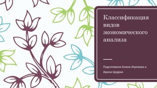 Классификация
видов
экономического
анализа
Подготовили Алина Атрохова и
Арина Цедрик
 