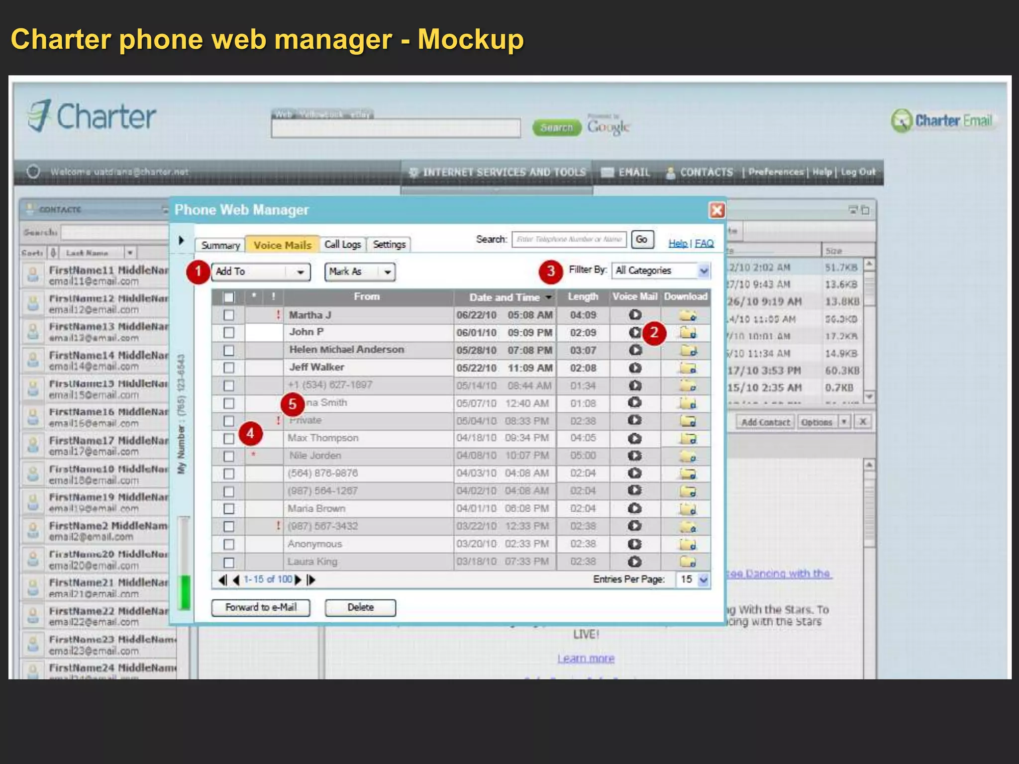 Charter phone web manager - Mockup
 