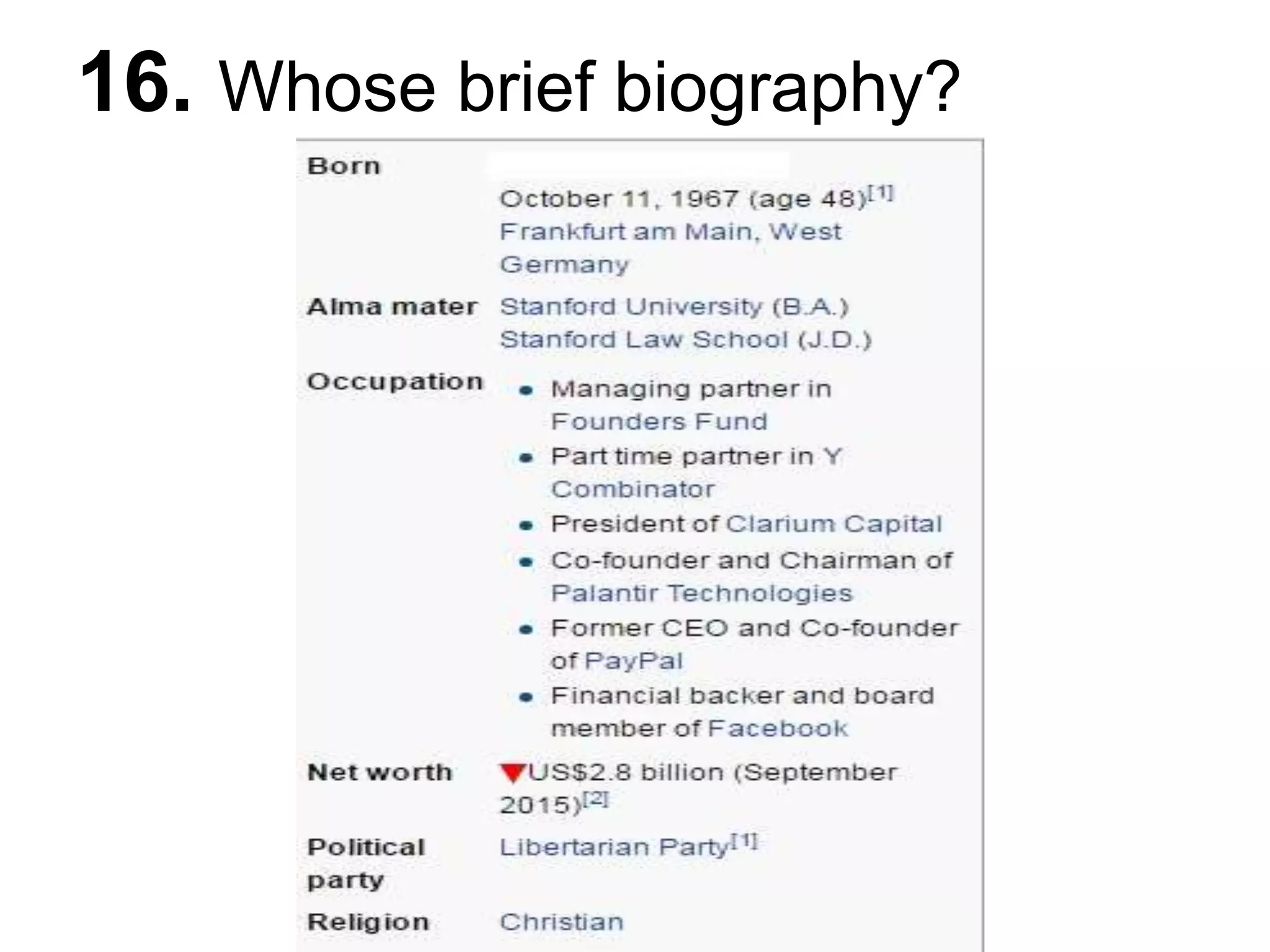 16. Whose brief biography?
 