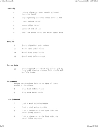 Vi editor commands | PDF