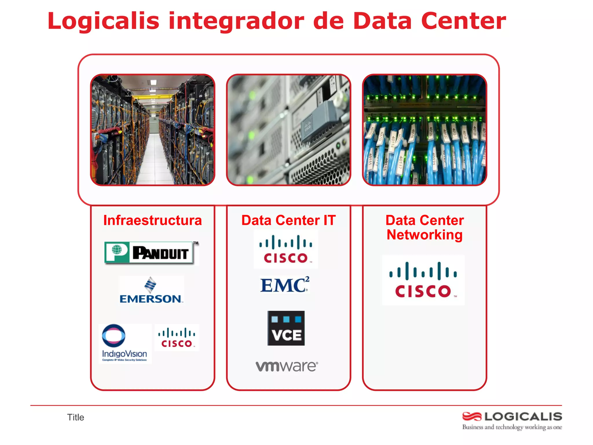 Logicalis integrador de Data Center




         Infraestructura   Data Center IT   Data Center
                                            Networking




 Title
 