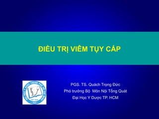 ĐIỀU TRỊ VIÊM TỤY CẤP
PGS. TS. Quách Trọng Đức
Phó trưởng Bộ Môn Nội Tổng Quát
Đại Học Y Dược TP. HCM
 