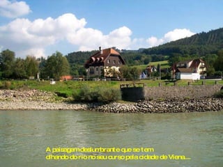 A paisagem deslumbrante que se tem olhando do rio no seu curso pela cidade de Viena.... 
