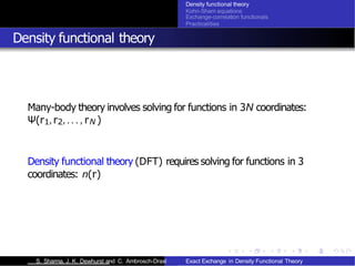 Exact Exchange in Density Functional Theory | PPTX