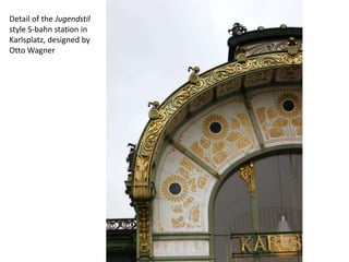 Detail of the Jugendstil style S-bahn station in Karlsplatz, designed by Otto Wagner