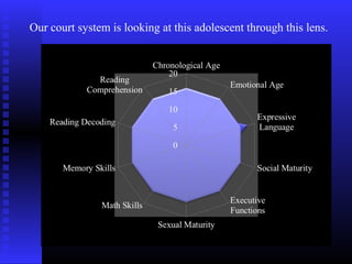Our court system is looking at this adolescent through this lens.
 