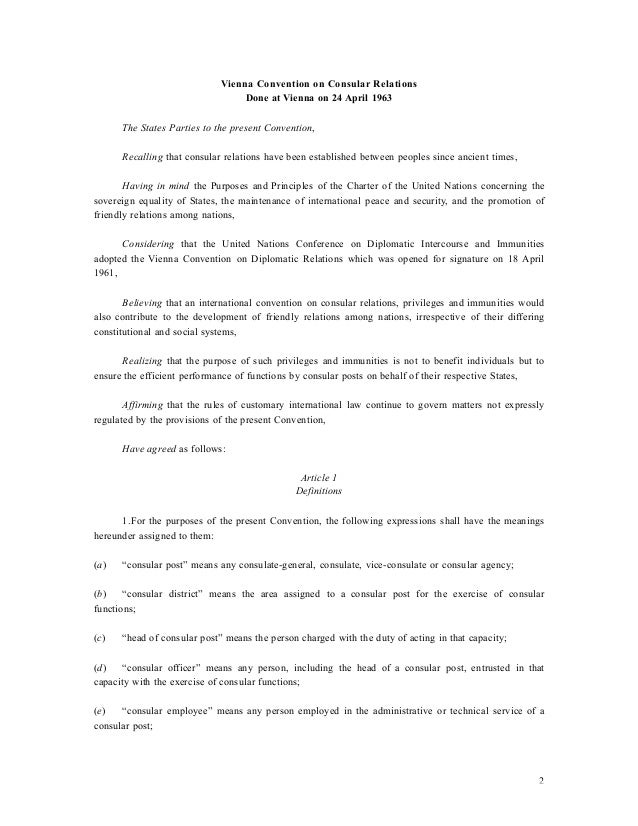 Vienna convention on consular relations