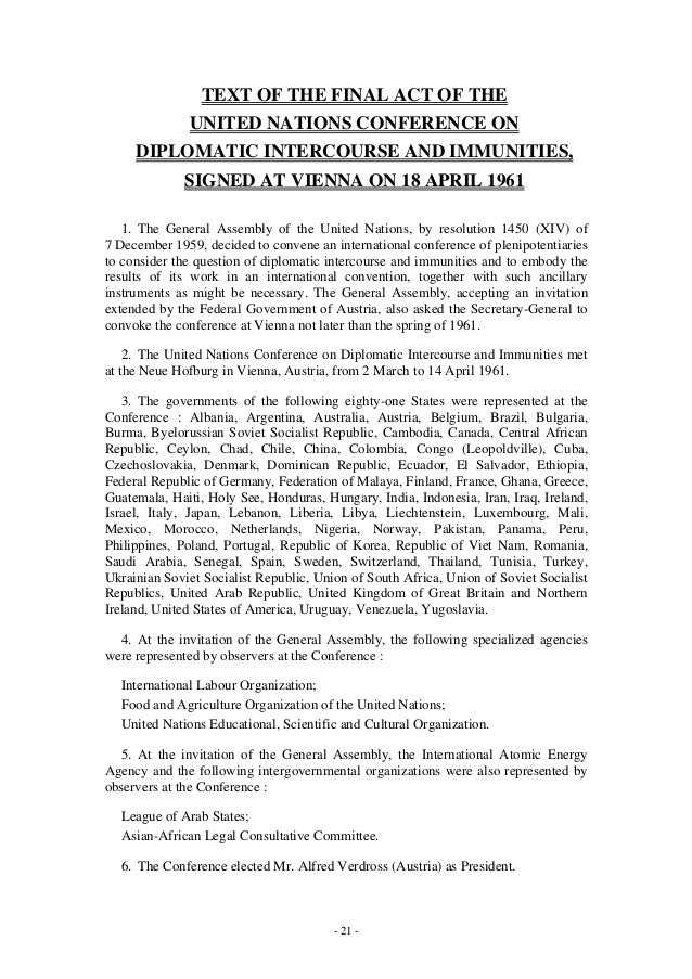 vienna convention of 1961 vienna convention of 1961