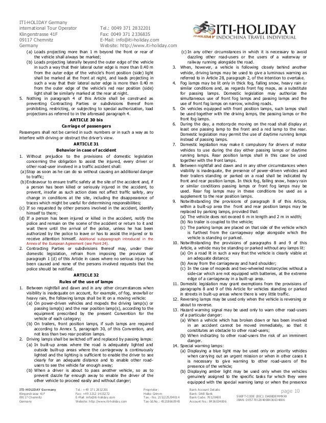 Vienna Convention on Road Traffic from 08th November 1968