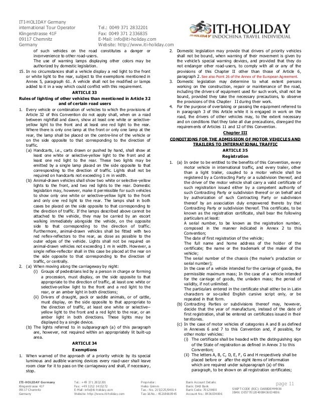 Vienna Convention on Road Traffic from 08th November 1968