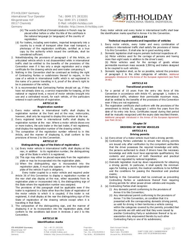 Vienna Convention on Road Traffic from 08th November 1968
