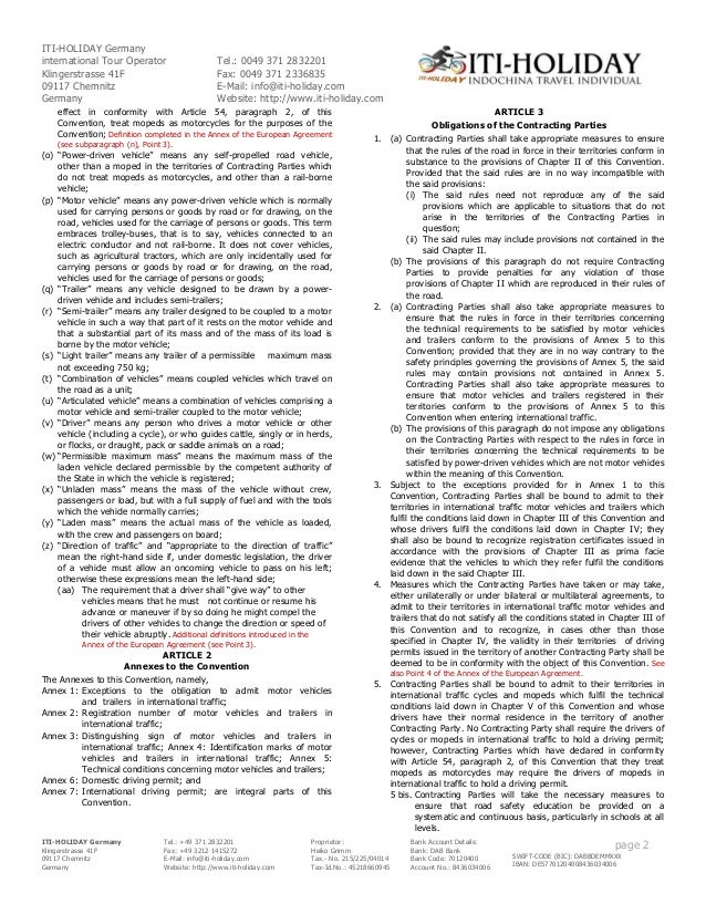 Vienna Convention on Road Traffic from 08th November 1968