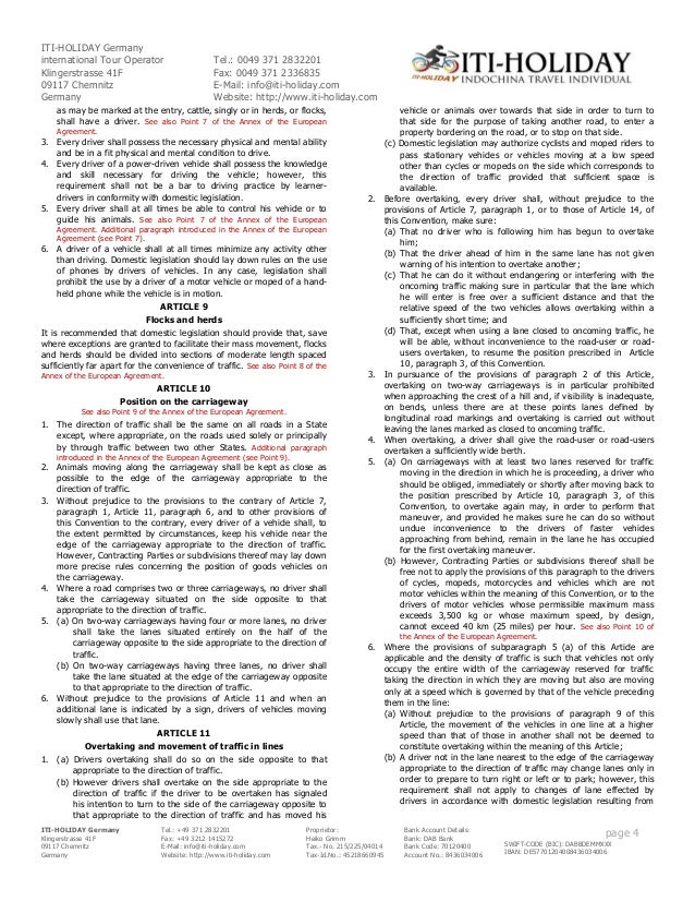 Vienna Convention on Road Traffic from 08th November 1968