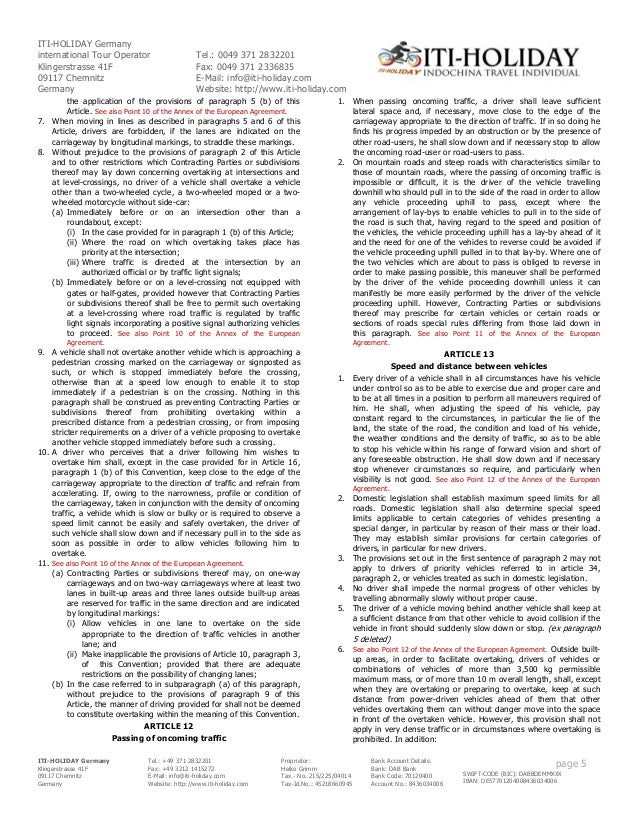 Vienna Convention on Road Traffic from 08th November 1968