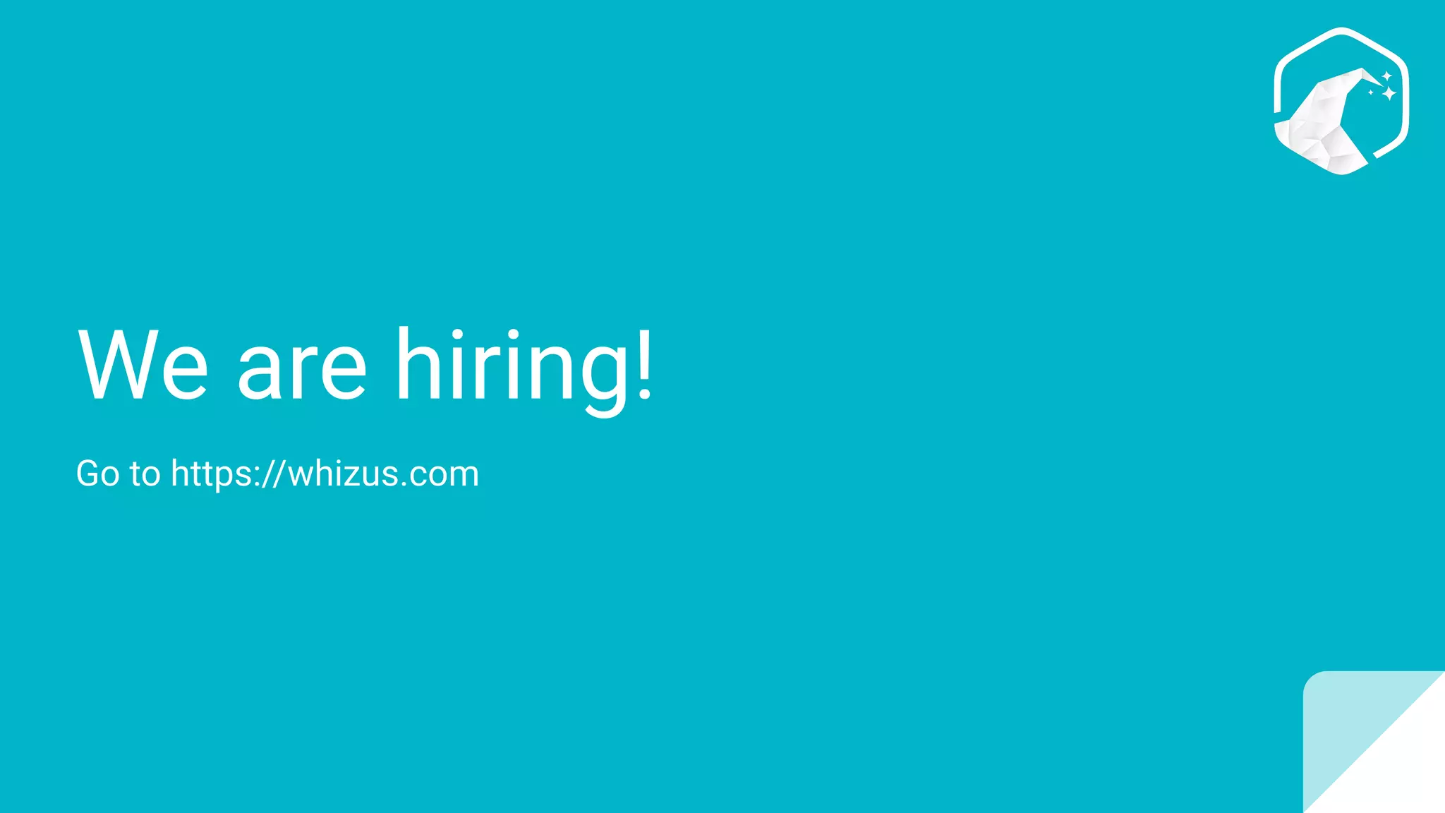 We are hiring!
Go to https://whizus.com
 