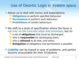 Accountable objects: Modeling Liability in Open Distributed Systems Slide 5